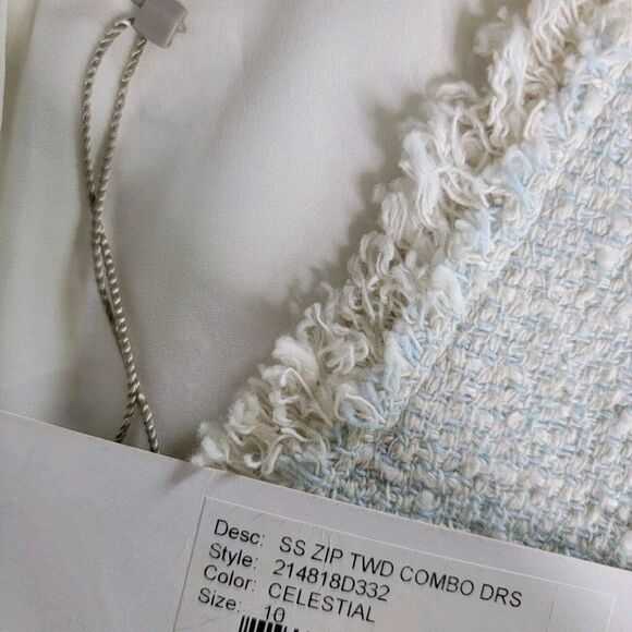 Rebecca Taylor Zip Tweed Combo Dress Sleeveless Size 10 Frayed Edges Zippers - Picture 11 of 14